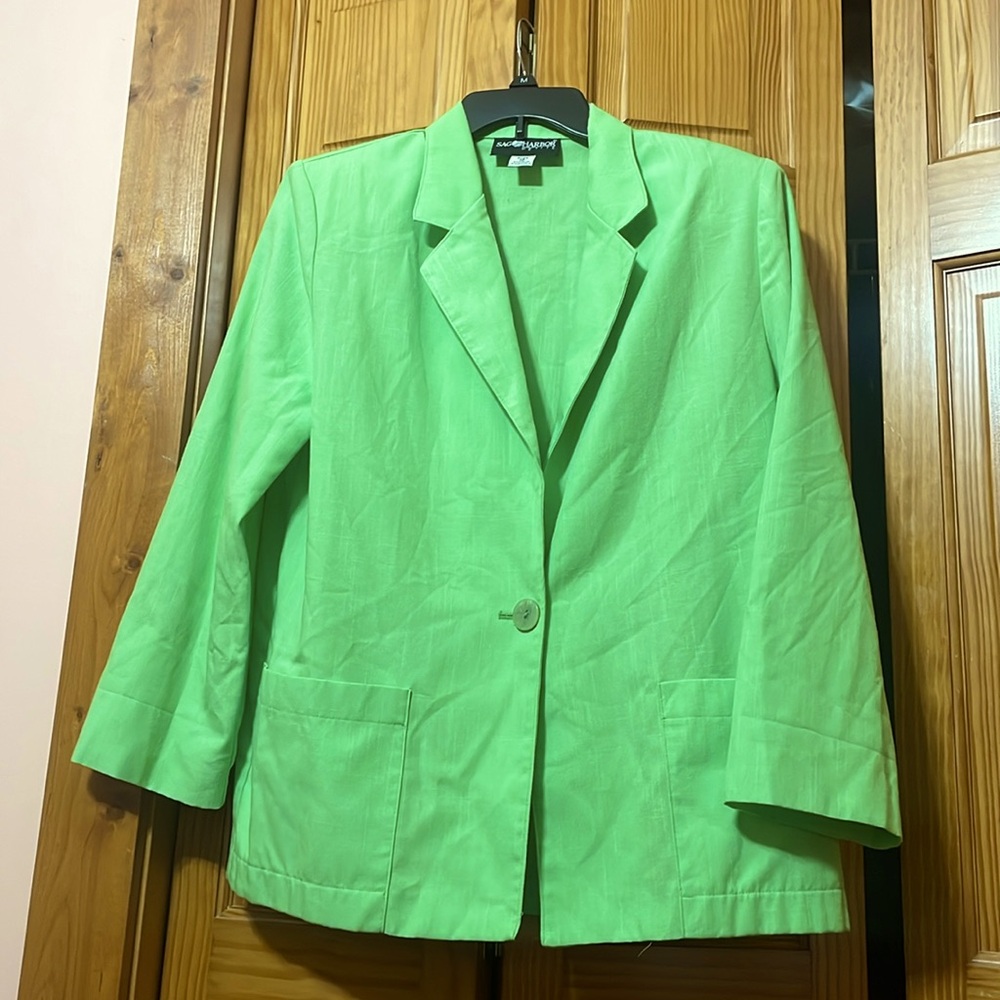 SAG HARBOR Women's Bright Green Blazer